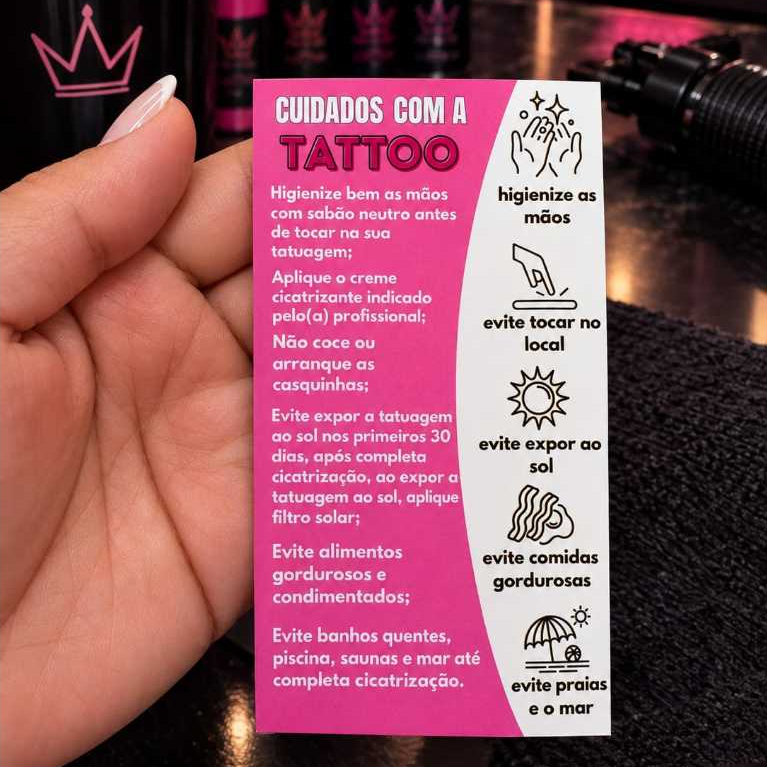 cartão cuidados com tattoo Cuidados com a tatuagem — imagem 2 de 2
