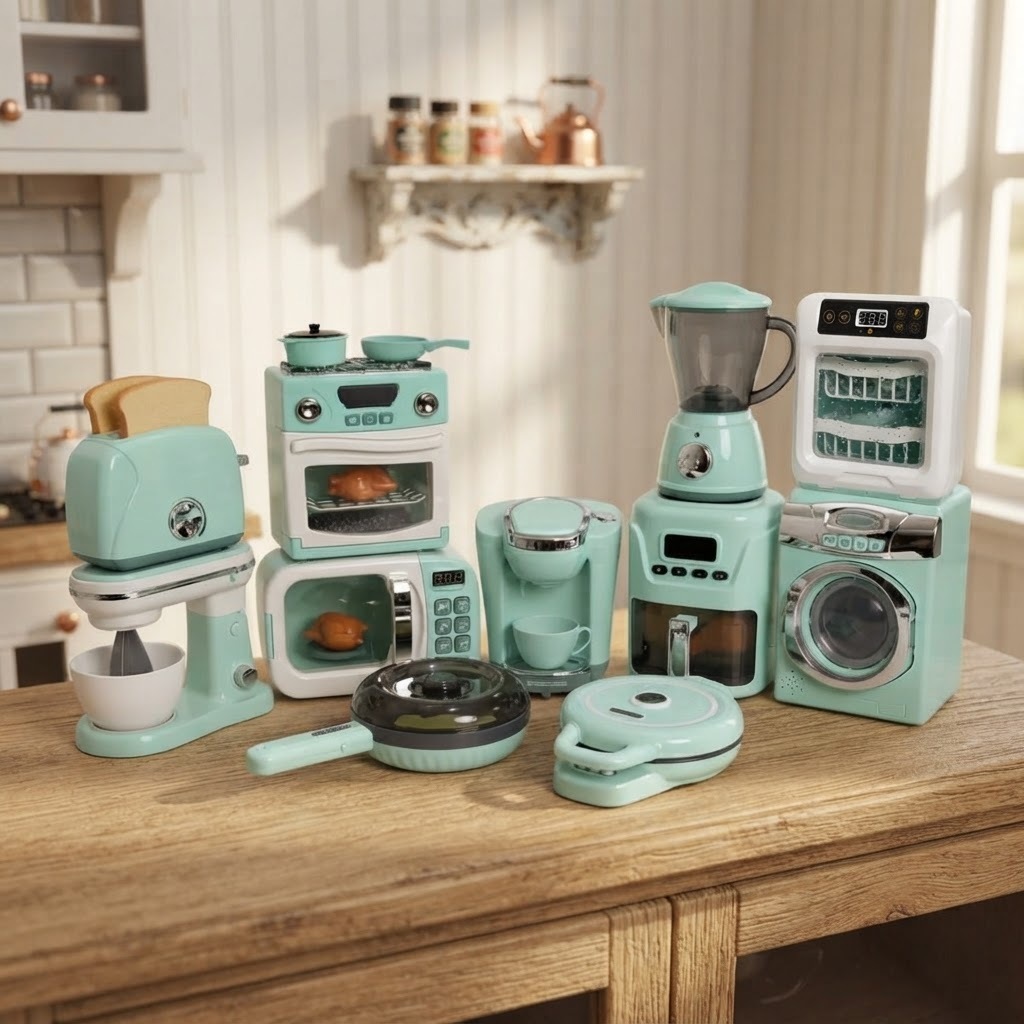 Kit Linha Completa Mini Cozinha Infantil Fênix 11 Produtos Realista Funcional Luz e Som Interativo