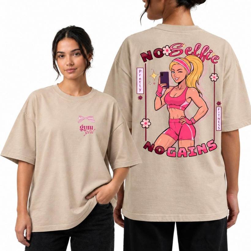Camiseta Feminina Oversized Gym Girl Blusinha Academia Fitness Estampada 100% Algodão