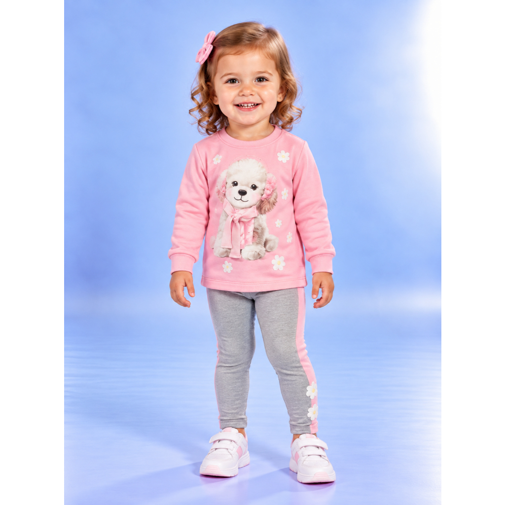Conjunto Infantil Menina Inverno Frio Blusão Moletom Calça Legging Fly Tech 80436 Infanti