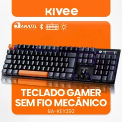 Kivee X Basike Teclado Mecânico Switch Vermelho Estrutura em Alumínio Software programável KEY392
