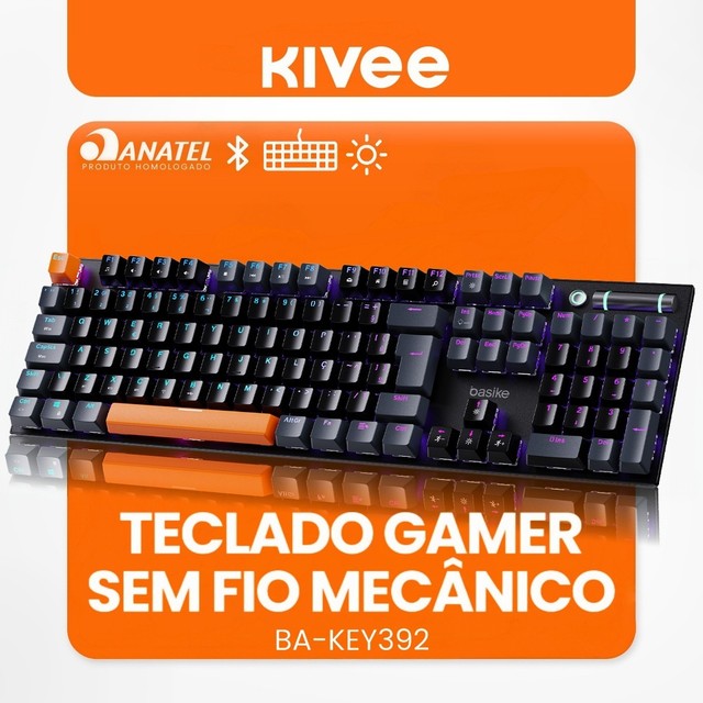 Kivee X Basike Teclado Mecânico Switch Vermelho Estrutura em Alumínio Software programável KEY392