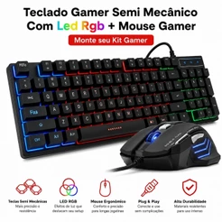 Teclado Gamer Semi Mecânico Com Led Rgb Usb Português/BR Pc Ps4