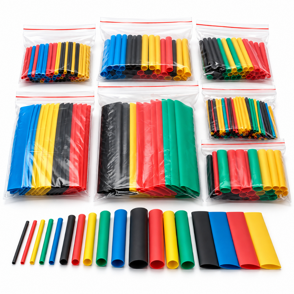Kit 328 peças termo retrátil espaguete - isolamento elétrico profissional - 1 a 14mm - 4 cores sortidas