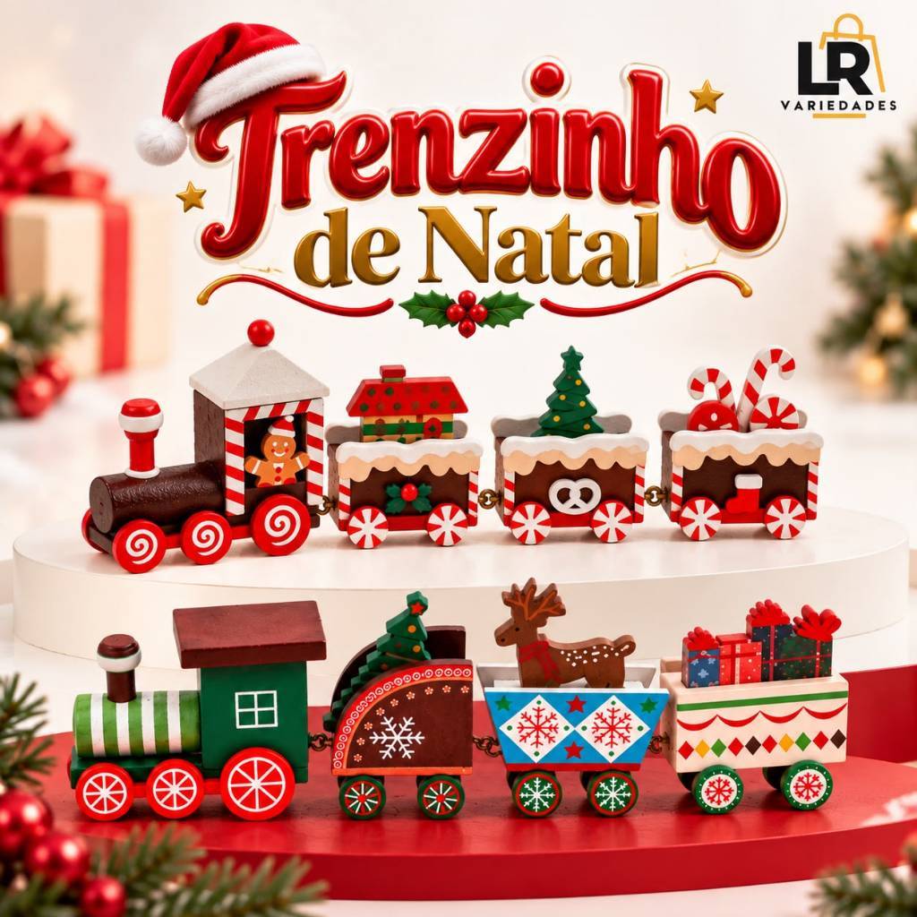 Trem Trenzinho de Natal 19cm Para Enfeites de Natal, Decoração, Christmas, Mesa Decorada