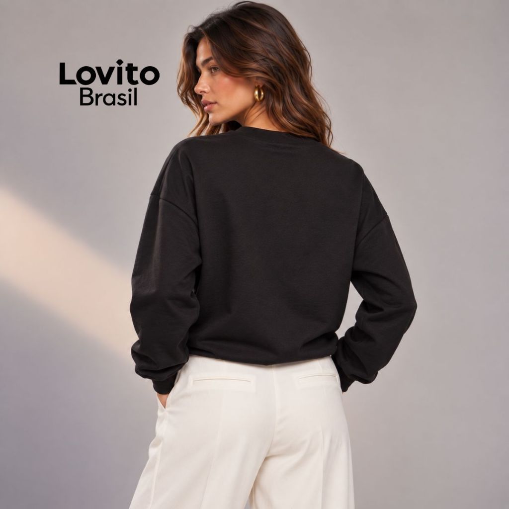Lovito Moletom Feminino Detalhe Botões Frente CDB443BRL472 · foto 2
