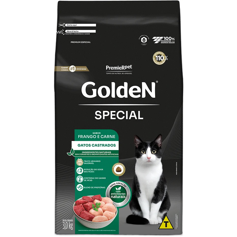 Golden Special Castrados Gato Frango Carne 3kg