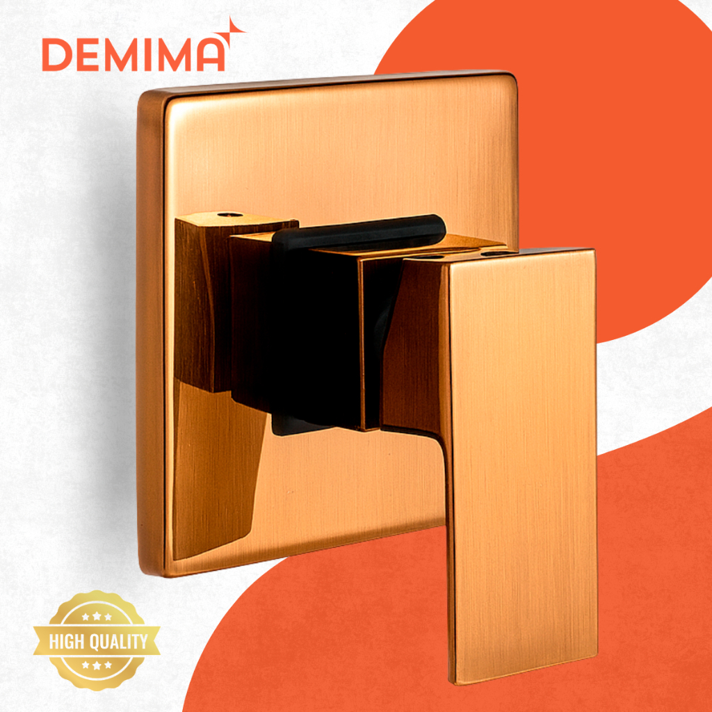 Registro Misturador Monocomando Completo Metal Aço Inox Quadrado Rose Gold Polido Cromado Banheiro Box Chuveiro Ducha De