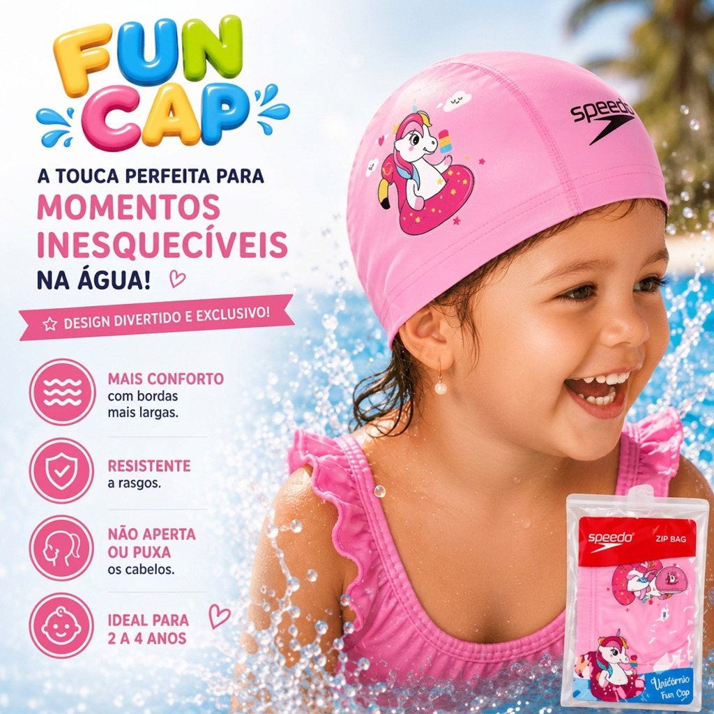 Touca De Natação Infantil Em Tecido Confortável Fun Speedo - UNICÓRNIO — imagem 2 de 2