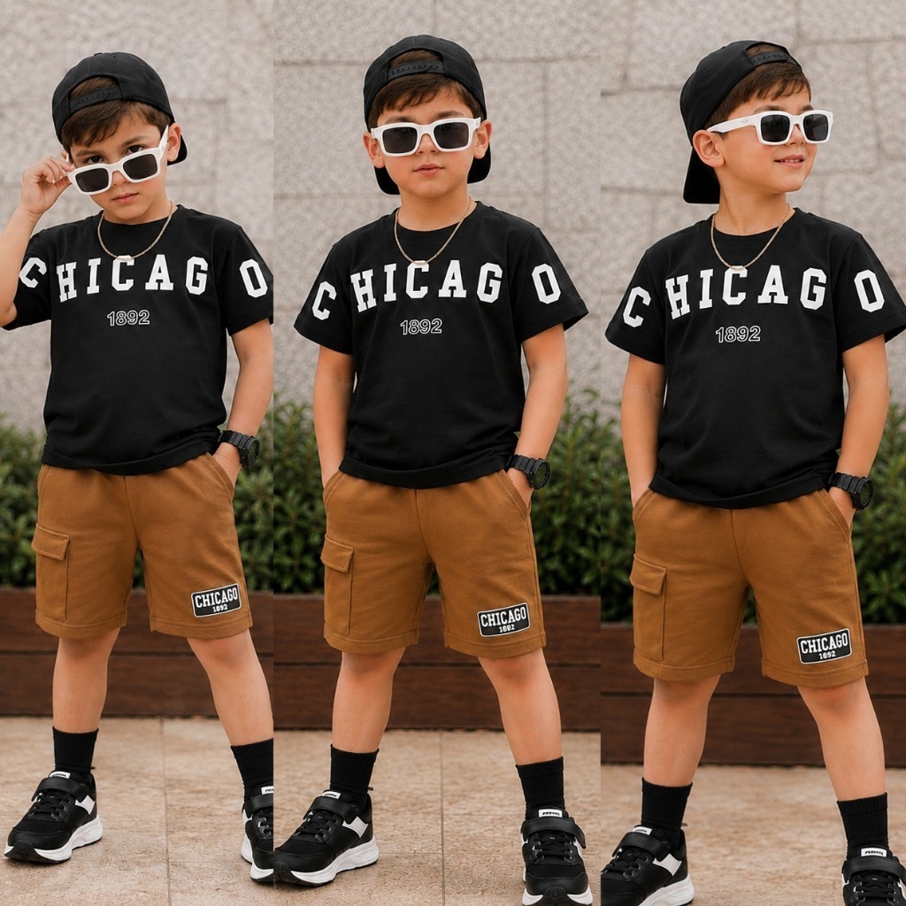 Conjunto Infantil Masculino - Camiseta Algodão e Bermuda Moletinho - Menino Roupa Infantil