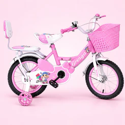 Bicicleta Infantil Menina 3-7 anos Aro 14 LED + V-Brake + Assento Boneca + Cestinho + Pneu + Paralamas + Sininho