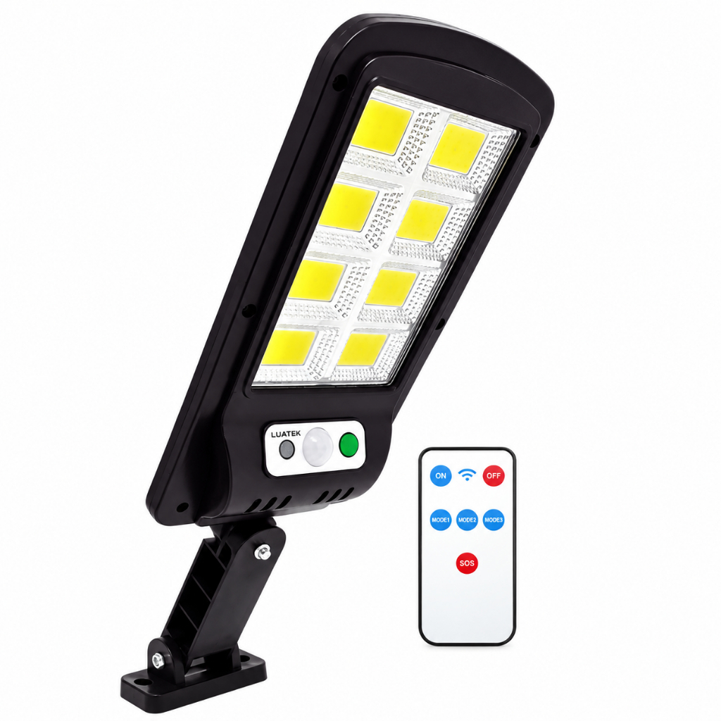 Refletor Solar LED Luatek LKY-0035 400W Com Sensor de Presença Controle Remoto IP66 Luz Fria 6500K