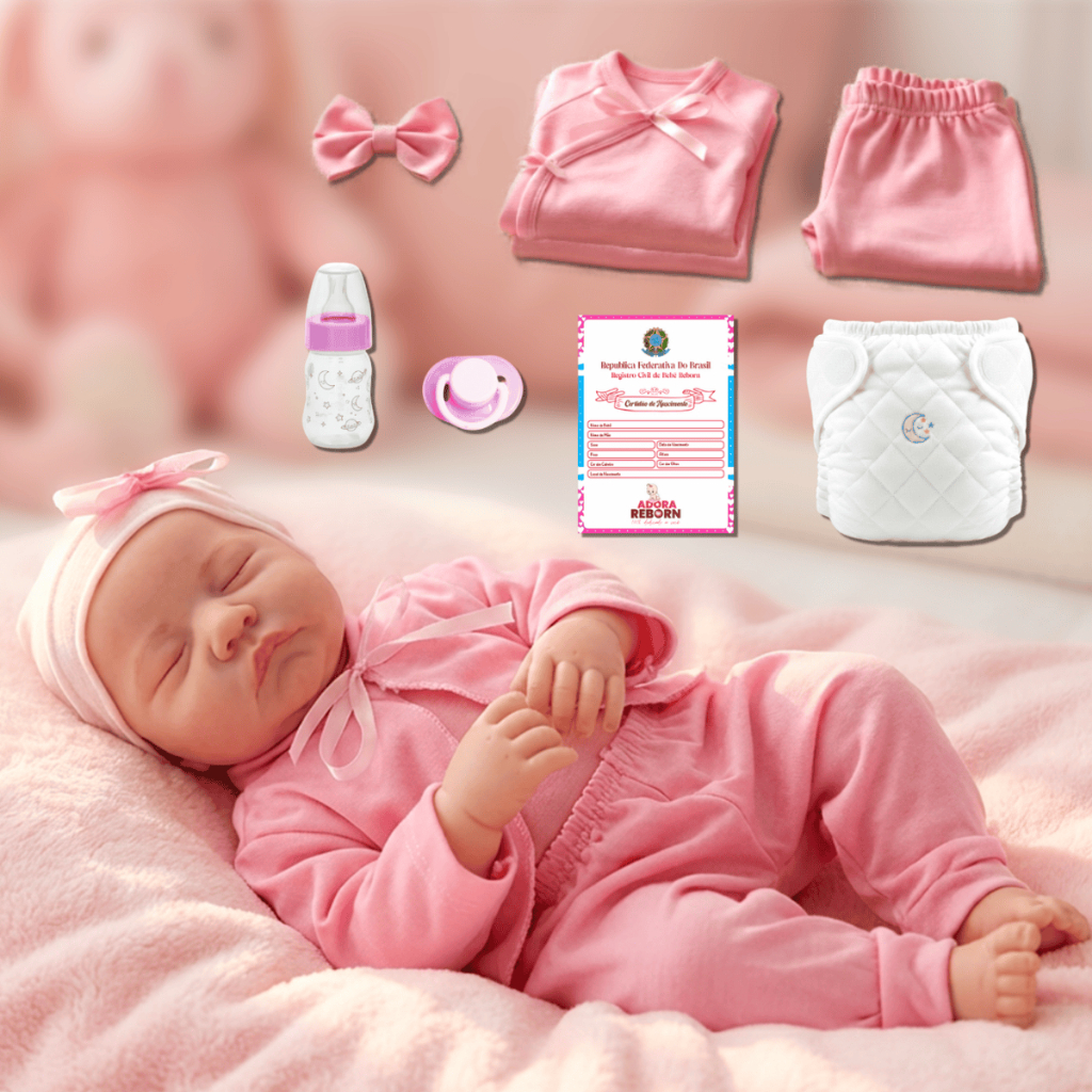 Bebê Reborn Boneca Recém Nascida Livia De Olhos Fechados 100% Em Silicone