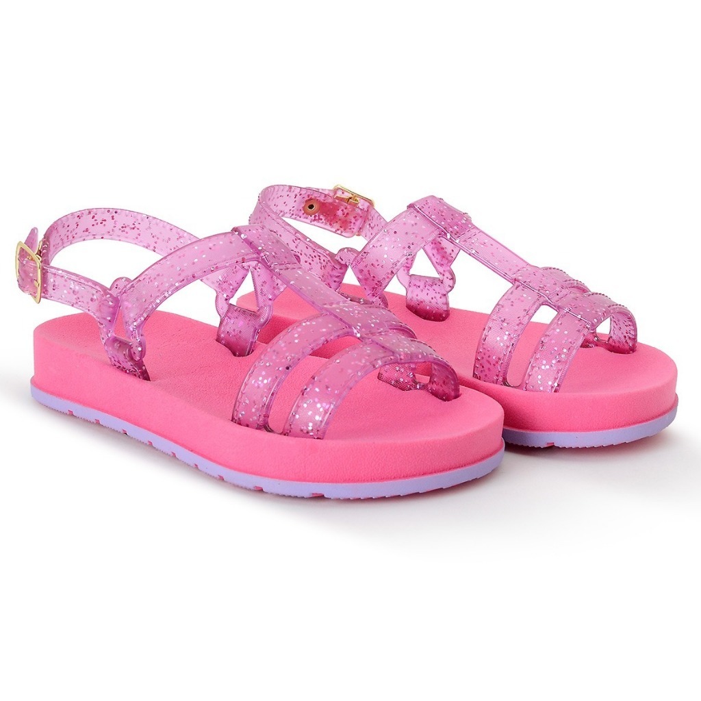 Sandália Feminina Plataforma Glitter Com Tira Ajustável e Solado Antiderrapante