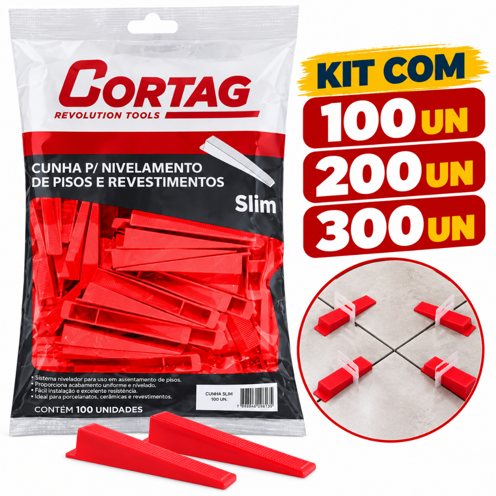 Kit Cunhas Niveladoras Cortag Slim Para Piso Porcelanato 100un 200un 300un