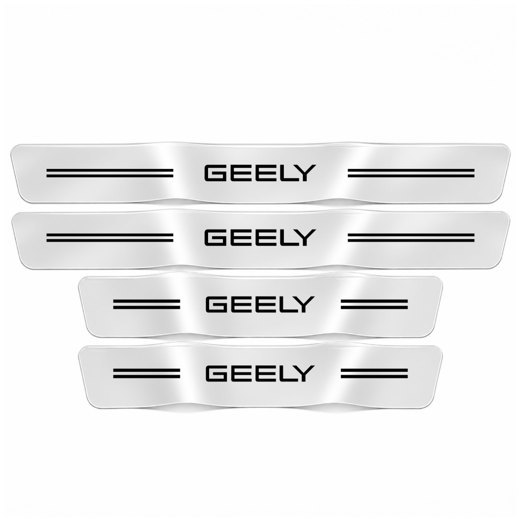 Conjunto Protetores Soleira Geely Versão Transparente Kit Completo Adesivo Antirrisco — imagem 2 de 2