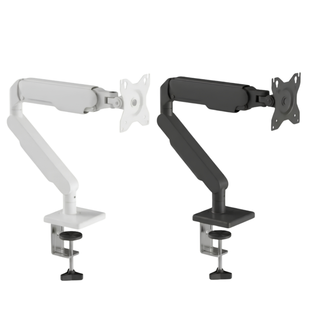 Suporte Articulado para Monitor, Morsa de Mesa, até 32 Pol, VESA 75/100mm, Ajuste de Altura e Ângulo