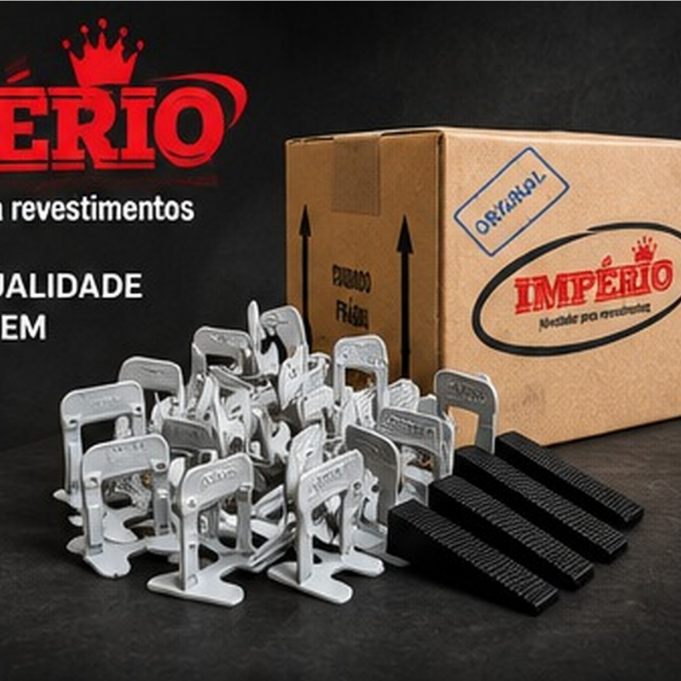 Kit 1000 pçs Espaçador Nivelador Imperio + 120 Cunhas Slim Para Porcelanato 2mm Nivelamento perfeito