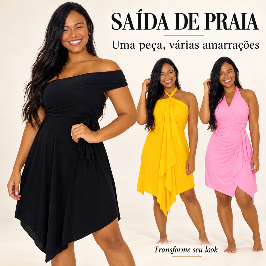 Saida de praia pareo vestido chique de amarração 1001 da gringa envio nacional