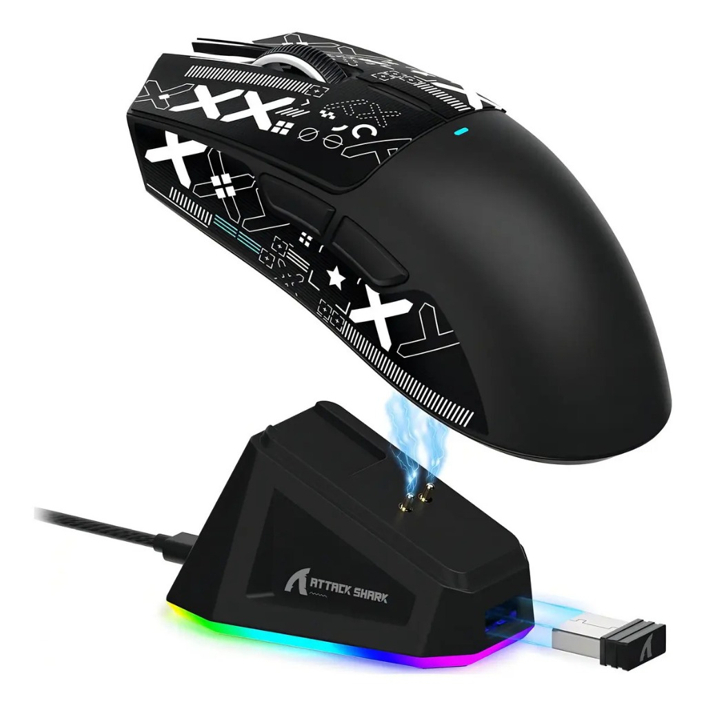 Mouse Gamer Attack Shark X11 22.000 DPI Ultraleve 63g Bluetooth 2.4GHz USB-C