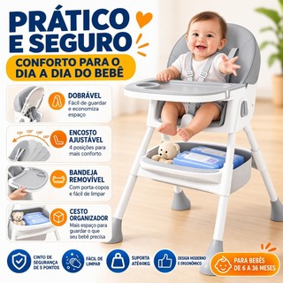 Cadeira de Alimentação Portátil Bebê Multifuncional Com Mesa