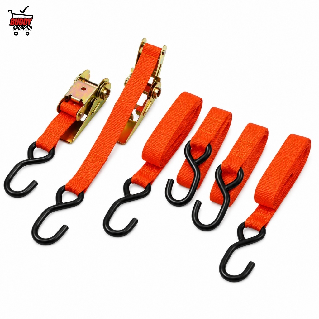 Jogo 4 Cintas Para Carga Com Catraca ACI-425 4,5M x 25mm Suporta 120kg Amarração Transporte Seguro