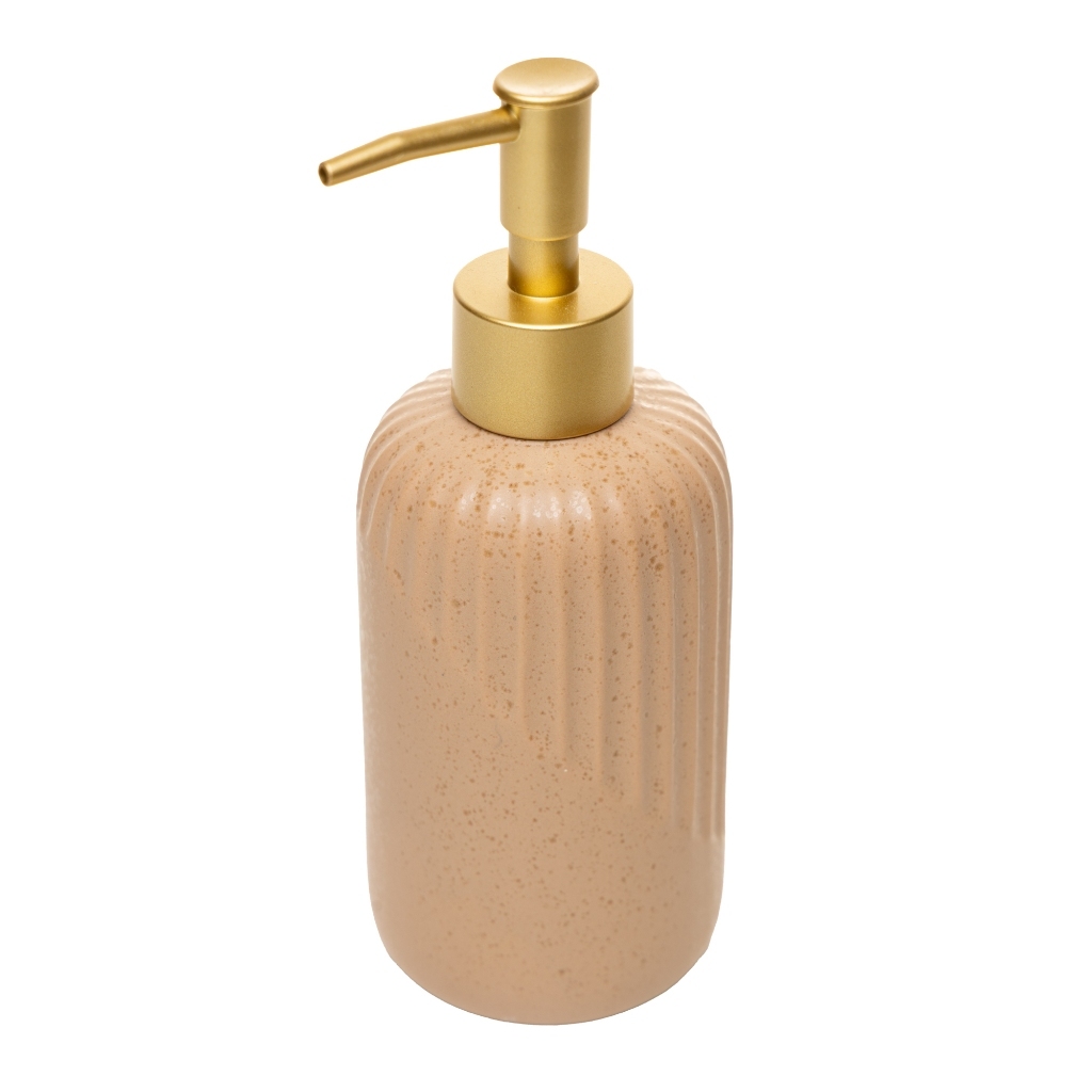 Porta Sabonete Líquido Noble 350ml Cerâmica Marrom Lyor para Banheiro Lavabo Dispenser Elegante Organização Praticidade