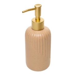 Porta Sabonete Líquido Noble 350ml Cerâmica Marrom Lyor para Banheiro Lavabo Dispenser Elegante Organização Praticidade