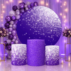 Trio Capas Cilindros + Painel Tema Glitter Roxo Veste Fácil