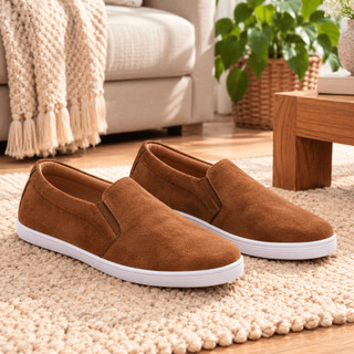 Tênis Feminino Slip-On Camurcinha Sola Baixa PVC Macio Conforto Estilo Fácil Calce Elástico Lateral Ajuste Perfeito