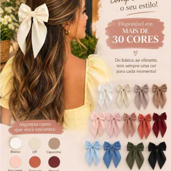 Laço Grande para cabelo Feminino | Laço Adulto Infantil | Presilha forte | Cores lisa e xadrez