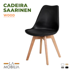 Cadeira Saarinen Wood Polipropileno Estofada em Cozinha Sala e Escritório