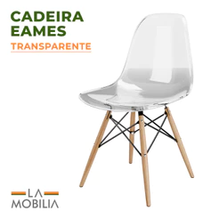 Cadeira Charles Eames Policarbonato Acrílica Transparente para Sala, Cozinha e Escritório