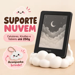 Suporte para Kindle Nuvem Impressão 3D | Porta Kindle Celular Tablet até 250g | Decorativo Fofo Minimalista + Brinde