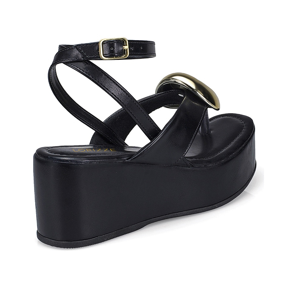 Sandália Feminina Tira Anabela Flatform Fivela Spike Enfeite Estilosa 430 · foto 2