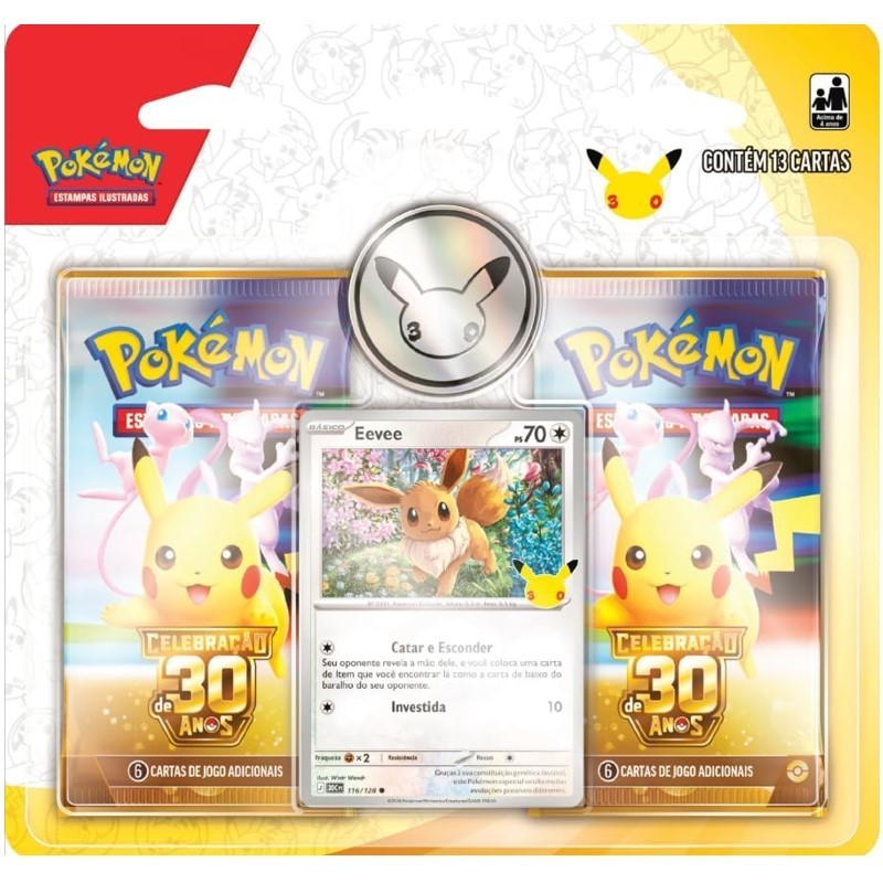 Blister Duplo Pokémon Celebração de 30 Anos com Moeda - Copag