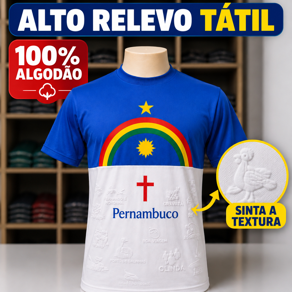 Camiseta Pernambuco Masculina Alto Relevo 100% Algodão