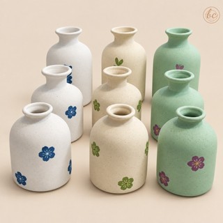 Vaso Decorativo De Porcelana Para Flores Garrafinha Fosco Com Estampa Floral Para Decoração