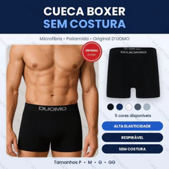 Cueca Boxer Duomo 256 Original Sem Costura em Microfibra/Poliamida