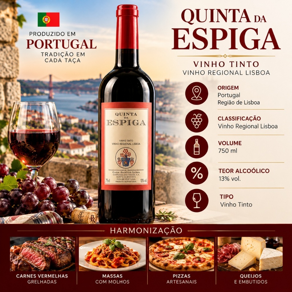 Vinho Português Quinta da Espiga Tinto 750ml Importado Portugal