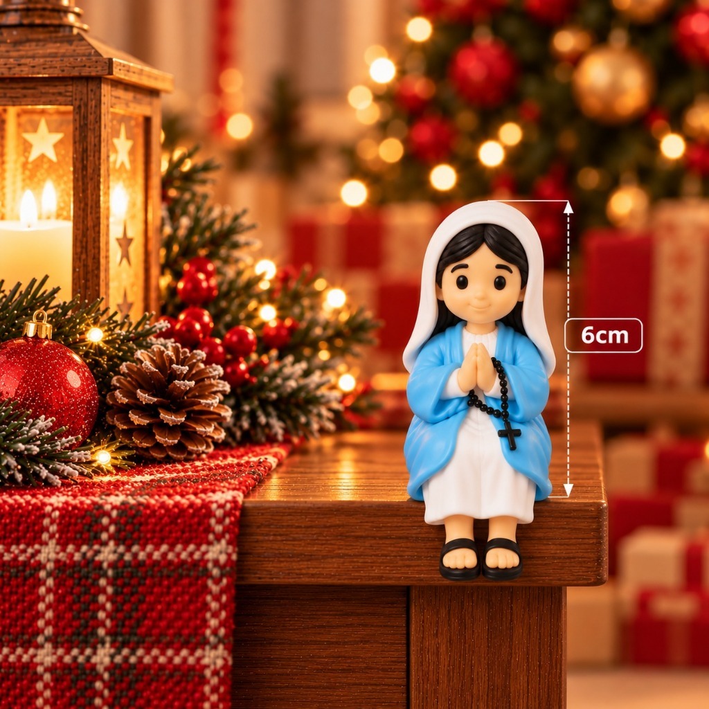 Mini Jesus e Maria Decorativo Religioso Lembrancinha para Casa Mesa Prateleira Nicho Carro — imagem 2 de 2