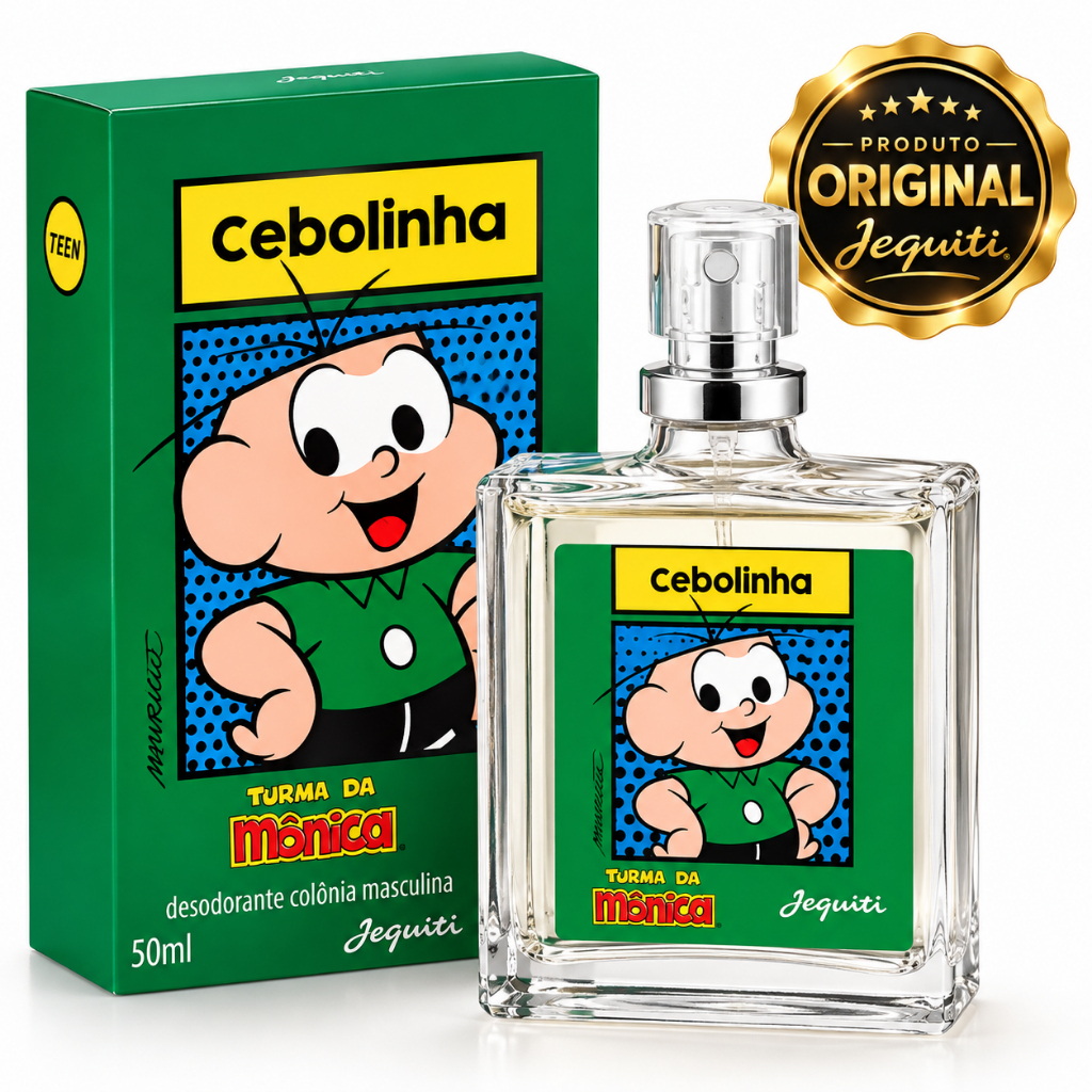 Perfume Cebolinha Jequiti 50ml Masculino Turma da Mônica Teen Desodorante Colônia Original Frasco de Vidro com Caixa
