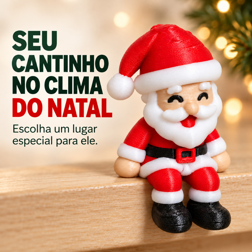 Mini Papai Noel Sentado Decorativo Enfeite de Natal para Monitor Mesa Estante Prateleira e Presente Natalino — imagem 2 de 2