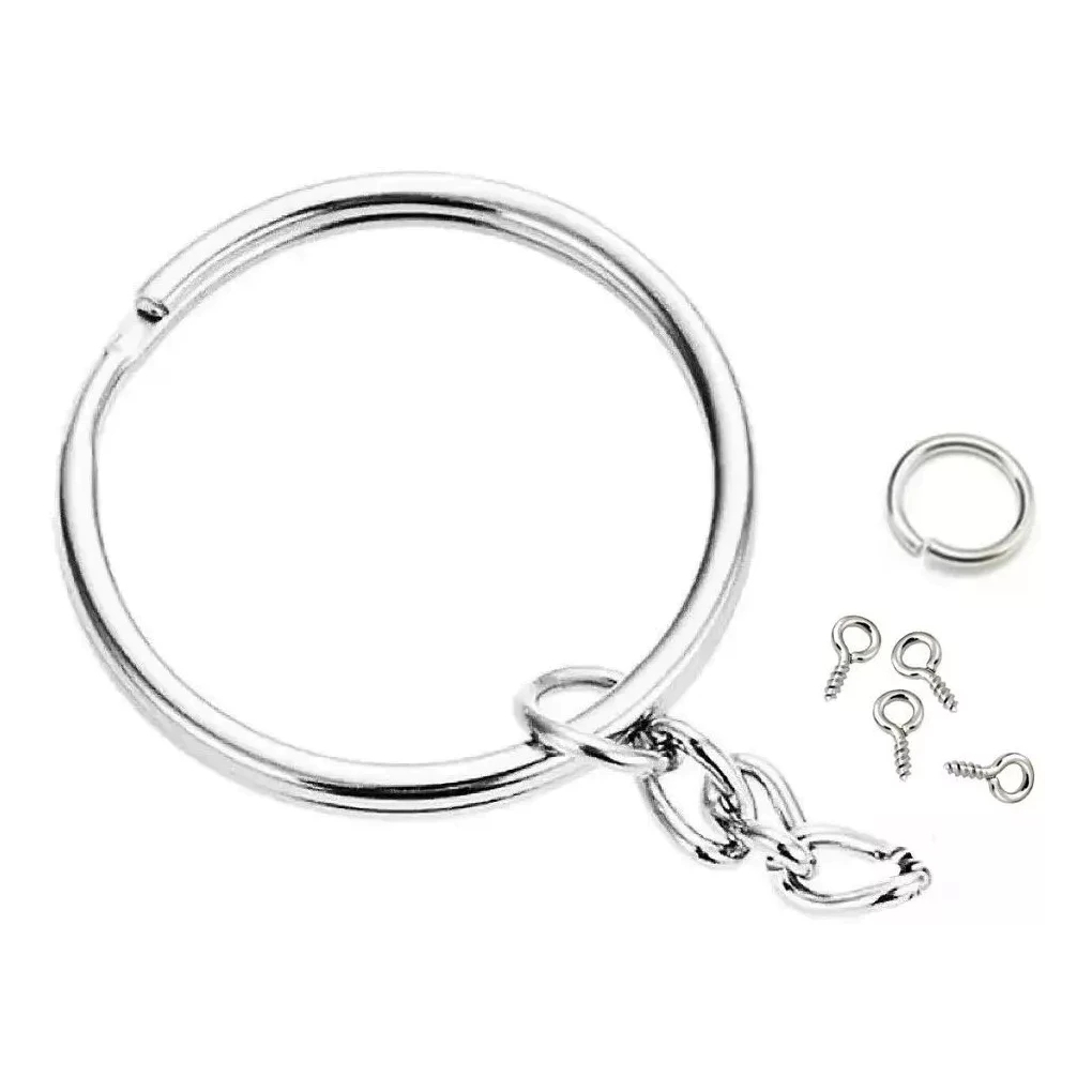 50 Pçs Argolas Para Chaveiro+50pcs Elo 8mm prata/dourado