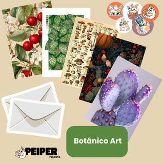 Cartão Postal Botanico Art Premium Ilustração Decorativa Arte Frutas Flores Carta Com Envelope Reciclato e Lacre Adesivo