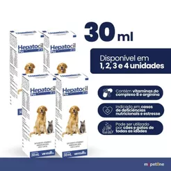 Hepatocil Pet 30ml Vet Farmos Suplemento Vitamínico Aminoácido para Cães e Gatos