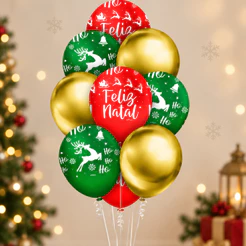 Balão de Látex Natal Mágico - Balão HoHoHo e Feliz Natal - 10 unidades - Regina - Rizzo