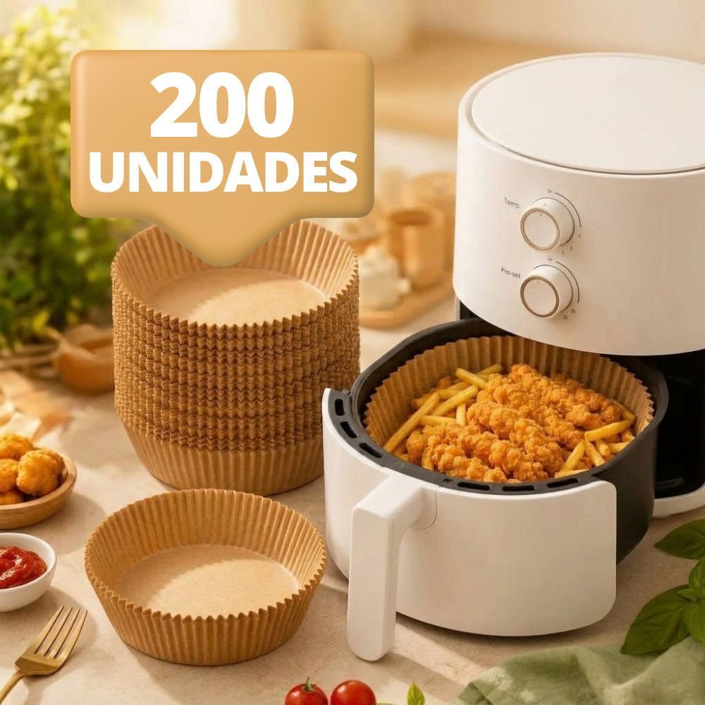 Forma Air Fryer 50/100/150/200/250 Descartável Antiaderente Redonda Forro De Papel Vegetal