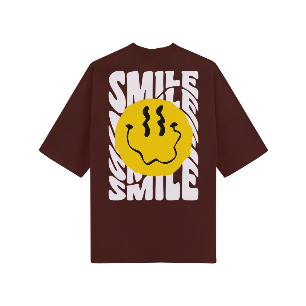 Camiseta Oversized Unissex Estampa Smile Algodão Premium Blusa Algodão Streetwear Moda Urbana Caimento Largo