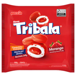 Balas Recheadas Tribala Sabor Morango 500g Peccin
